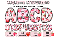 Coquette Strawberry Alphabet PNG Letters &amp; Numbers 300DPI Product Image 1