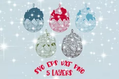 3D Christmas ball svg Papercut Mandala 3d Winter New year Product Image 2