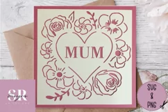 Floral Mum card| Paper cutting | Mother’s Day card SVG Product Image 2