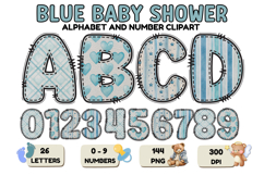 Blue Baby Shower Alphabet Clipart PNG 300 DPI Product Image 1