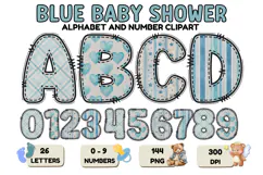 Blue Baby Shower Alphabet Clipart PNG 300 DPI Product Image 1