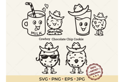 Cowboy Cookie Clipart Funny Milk SVG Product Image 1