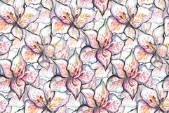 Watercolor alstroemeria floral seamless pattern textile Product Image 1