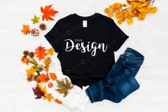 Gildan 64000 Softstyle Black T-shirt Mockup for Fall Product Image 1