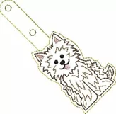 ITH Fluffy Dog Vinyl Key Fob or Bag Tag - Snap Tab Machine Embroidery Product Image 2