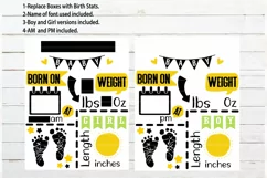 Feet Baby announcement chart template,baby stats SVG,PDF,DXF Product Image 2
