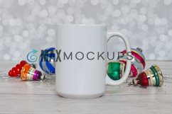 White mug mock up, Christmas vintage display 15 oz cup Product Image 1