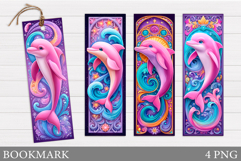Dolphins Bookmark Sublimation. Cute Dolphin Bookmark Design Product Image 1