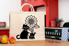 Cat sunflower and watering can design SVG / PNG / EPS / DXF Product Image 6