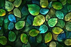 Green Leaves Stained Glass Background Wallpaper Product Image 1