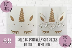 3D Floral Unicorn horn| Paper cutting | unicorn svg Product Image 3