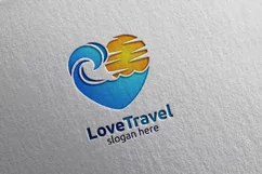 Travel and Tourism Logo with Love, Sea, and Beach Design Product Image 1