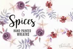 Floral 6 Wreath Purple Watercolor Floral Garlands Flowers Product Image 1