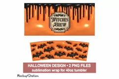 3D Inflated Witches Brew 40 oz Quencher Tumbler Wrap PNG Product Image 2