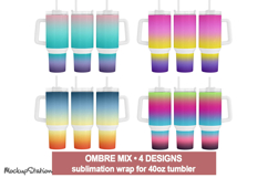 40 oz Tumbler Wrap PNG | Ombre Gradient Sublimation Product Image 1