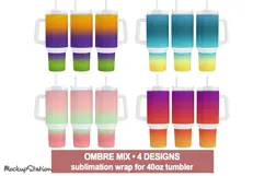 40 oz Tumbler Wrap PNG | Ombre Gradient Sublimation Product Image 1