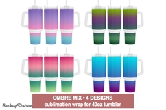 40 oz Tumbler Wrap PNG | Ombre Gradient Sublimation Product Image 1