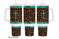 Christian 40 oz Quencher Tumbler Wrap PNG. Stanley Cup Cross Product Image 1