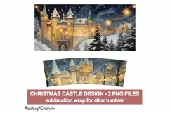 Christmas 40 oz Quencher Tumbler Wrap | Winter Castle PNG Product Image 2