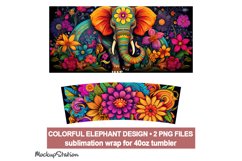 Elephant 40 oz Quencher Tumbler Wrap PNG | Boho Stanley Cup Product Image 2