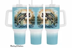 Fishing 40 oz Stanley Cup Wrap, Quencher Tumbler PNG Design Product Image 1