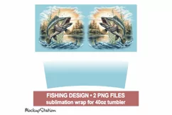 Fishing 40 oz Stanley Cup Wrap, Quencher Tumbler PNG Design Product Image 2