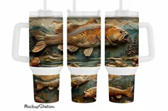 Fishing 40 oz Stanley Cup Wrap, Quencher Tumbler PNG Design Product Image 1
