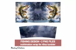 Fishing 40 oz Stanley Cup Wrap, Quencher Tumbler PNG Design Product Image 2