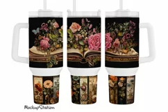 Gothic 40 oz Quencher Tumbler Wrap PNG | Vintage Halloween Product Image 1