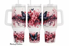 Gothic Butterfly 40 oz Quencher Tumbler Wrap PNG | Halloween Product Image 1