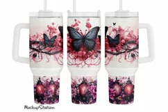 Gothic Butterfly 40 oz Quencher Tumbler Wrap PNG | Halloween Product Image 1