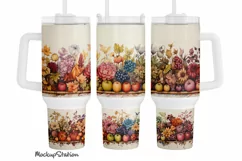 Fall Apples 40 oz Quencher Tumbler Wrap PNG | Harvest Design Product Image 1