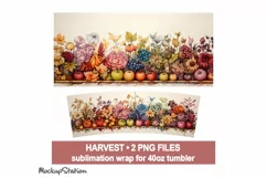 Fall Apples 40 oz Quencher Tumbler Wrap PNG | Harvest Design Product Image 2