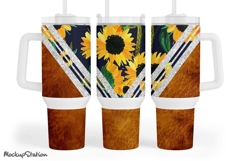 Western 40oz Tumbler Wrap | Brown Leather Stanley Cup PNG Product Image 1