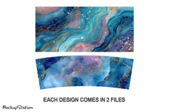 40 oz Stanley Tumbler Wrap PNG | Galaxy Glitter Sublimation Product Image 2