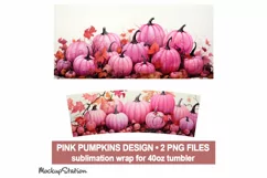 Pink Halloween Pumpkins 40 oz Quencher Tumbler Wrap PNG Product Image 2