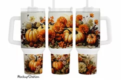 Thanksgiving Pumpkins 40 oz Quencher Tumbler Wrap PNG Product Image 1