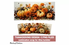 Thanksgiving Pumpkins 40 oz Quencher Tumbler Wrap PNG Product Image 2