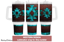 Western 40oz Tumbler Wrap | Tooled Leather Stanley Cup PNG Product Image 1