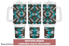 Western 40oz Tumbler Wrap | Southwest Stanley Cup PNG Product Image 1