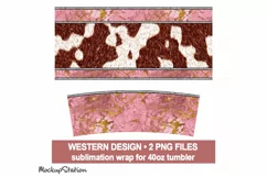 Pink Western 40oz Quencher Tumbler Wrap, Cowhide Stanley Cup Product Image 2