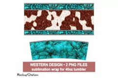 Western 40oz Quencher Tumbler Wrap PNG | Stanley Cup Cowhide Product Image 2