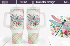 Dragonfly Flowers Tumbler 40 Oz | Dragonfly Floral Tumbler Product Image 1
