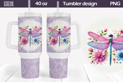 Dragonfly Flowers Tumbler 40 Oz | Dragonfly Floral Tumbler Product Image 1