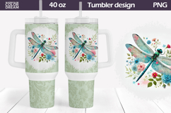 Dragonfly Flowers Tumbler 40 Oz | Dragonfly Floral Tumbler Product Image 1