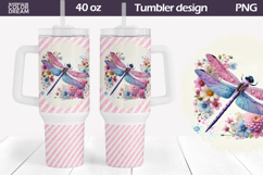 Dragonfly Flowers Tumbler 40 Oz | Dragonfly Floral Tumbler Product Image 1