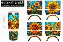 40 oz Stained Glass Sunflowers Sublimation Tumbler Design Product Image 1