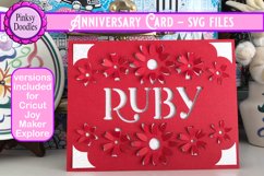 Ruby wedding anniversary card to celebrate 40 years of marriage cut with your digital cutting machine such a Cricut and pop out the flower petal for a 3 dimensional effect