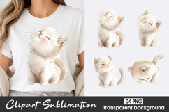 Cute Fluffy Kitten Watercolor Clipart Sublimation PNG Product Image 1