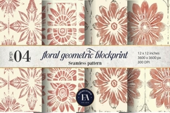 Rustic Retro Floral Block Print | Geometric Floral Pattern Product Image 1